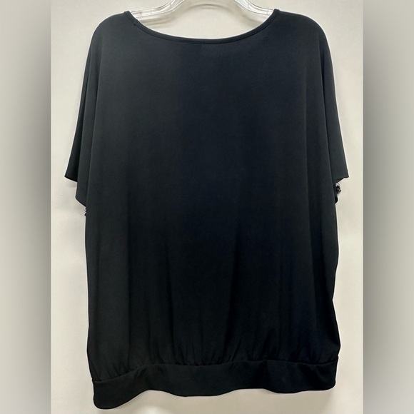 Chico's Black Women's Top SZ XL 3 animal print short sleeves banded waistband. - Picture 5 of 7